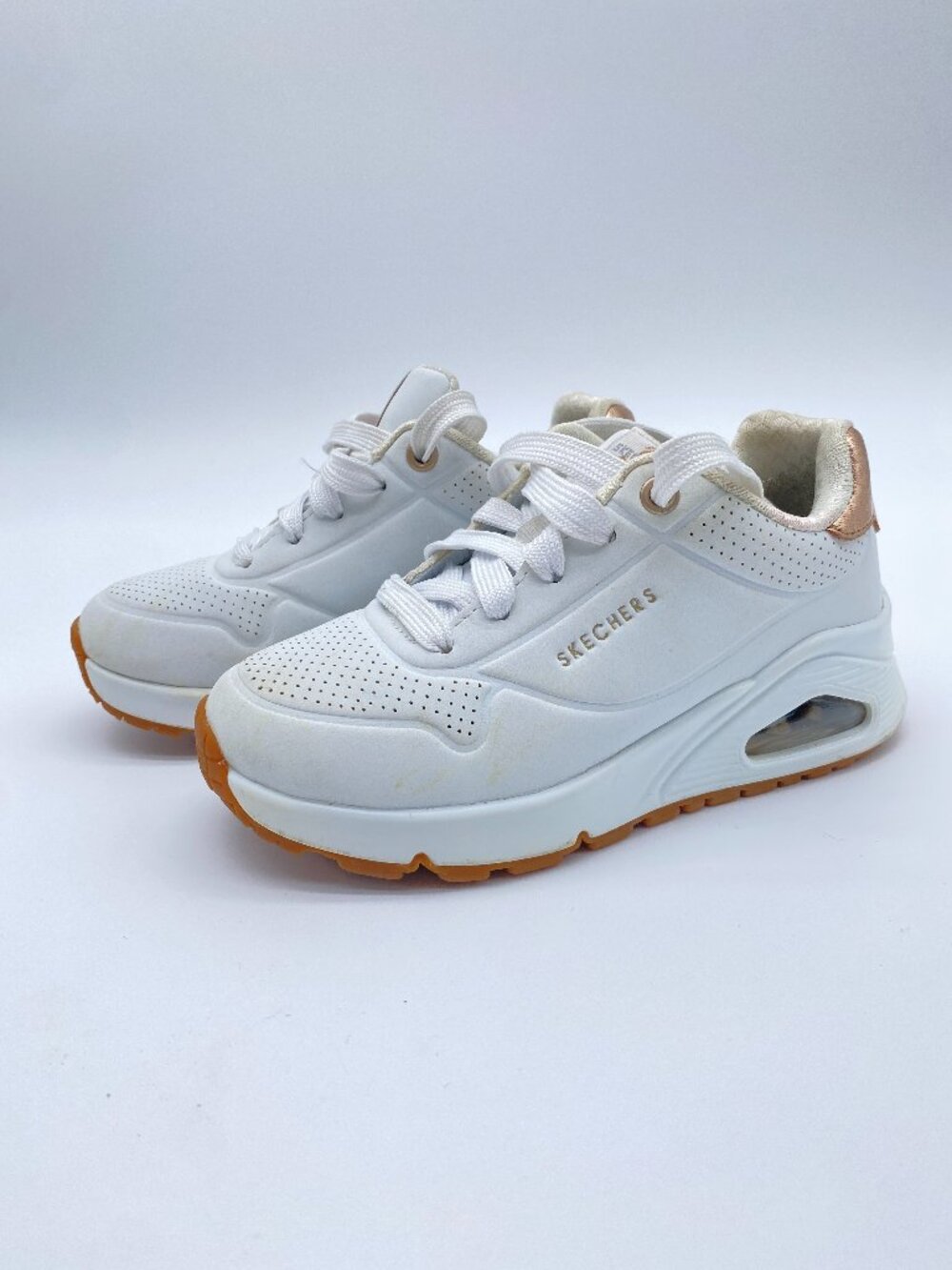 Skechers Uno Stand On Air White Rose Gold Gum Sneakers Women’s Size 11